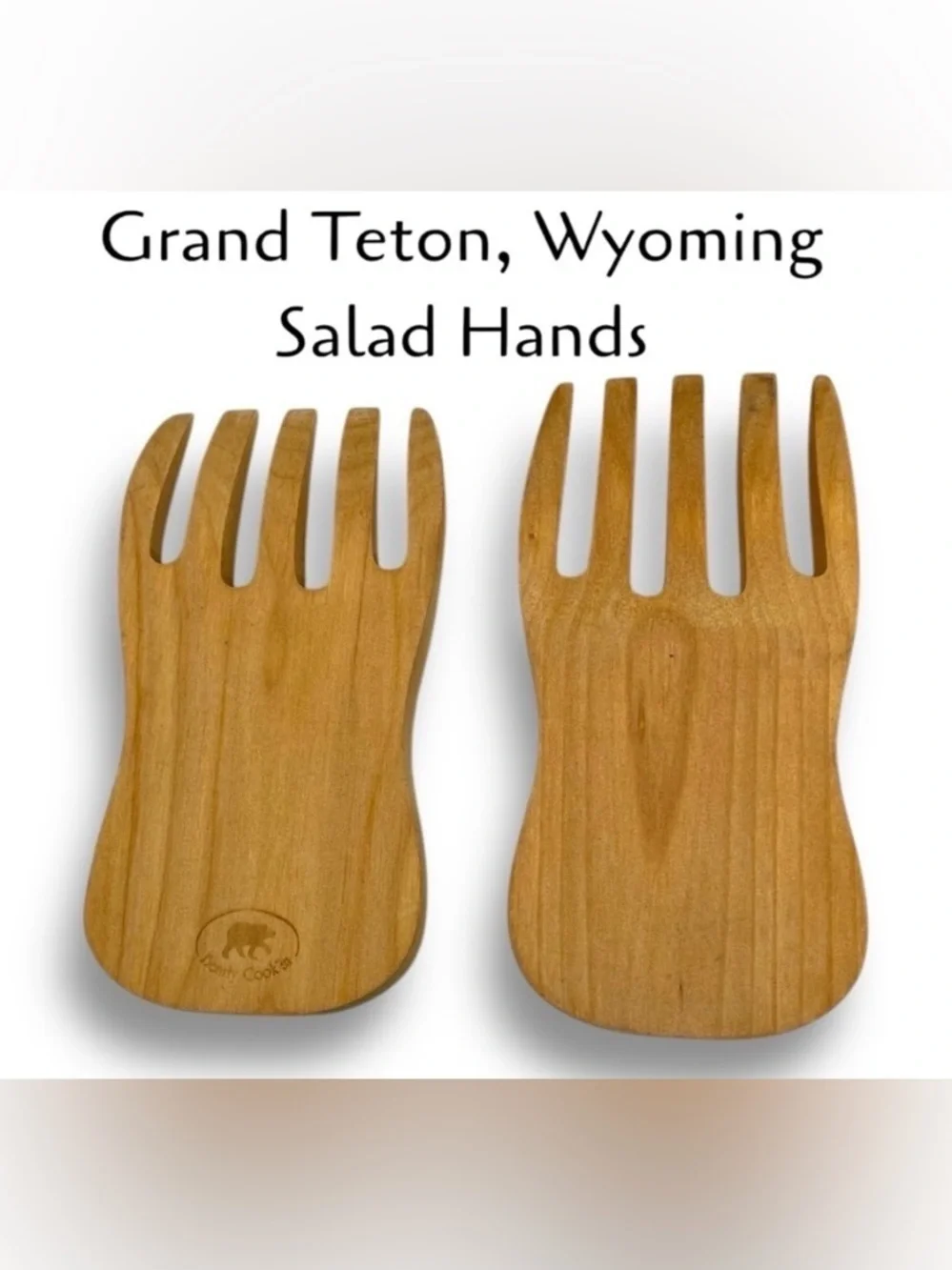 Bear Paw Wooden Salad/Pasta Hands Servers Grand Teton Wyoming Salad Pasta